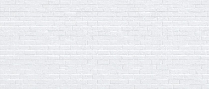 Fototapeta Clean white brick wall with uniform pattern horizontal staggered layout pristine and well maintained ideal for minimalist design backgrounds and textures. Made with generative AI