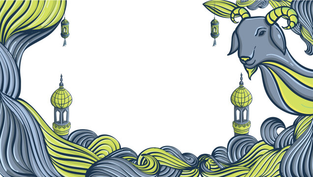 Islamic background ied with goat vector