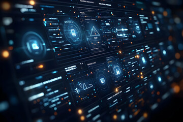 Fototapeta premium Futuristic Digital Interface with Glowing Data Streams and Network Connections