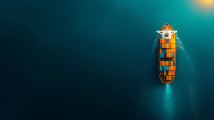Cargo ship navigating through clear waters open sea aerial view maritime transport tranquil ocean environment global trade insights