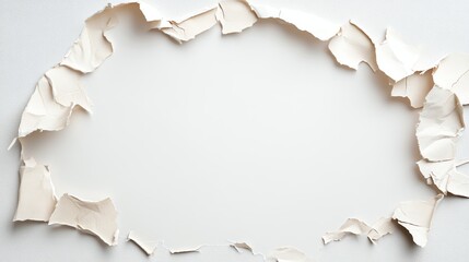 Torn paper circle frame on a white background, ideal for text placement or design projects.