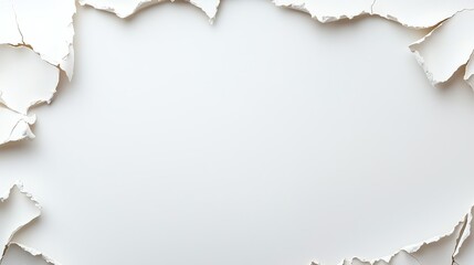 Torn paper frame creating a textured white border, perfect for backgrounds and design elements.