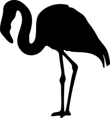 Hand Drawn Standing Flamingo Bird Silhouette