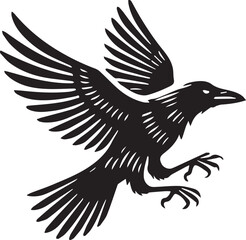 Obraz premium Crow vector in black and white