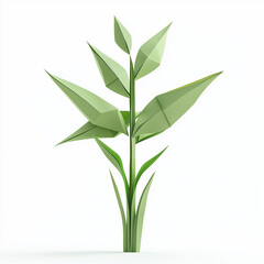 Obraz premium green leaves on white background, origami