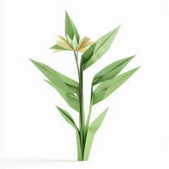 Fototapeta premium green leaves on white background, origami