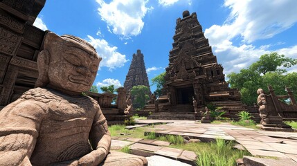 Ancient Stone Temple Ruins in Jungle