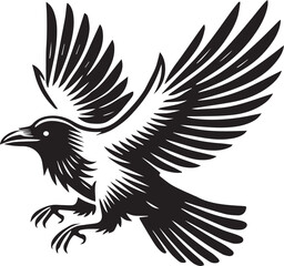Crow vector in black and white