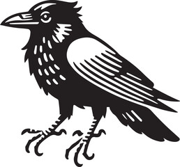 Crow vector in black and white