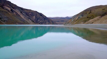 Naklejka premium Serene mountain lake reflection
