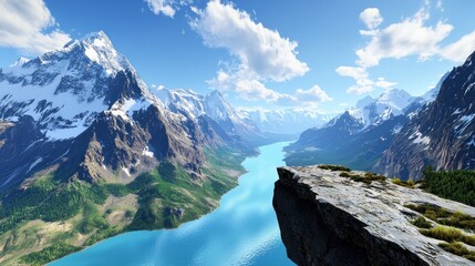 Majestic Mountain Lake Panorama