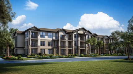Fototapeta premium A condominium is a great option for those looking for low-maintenance living.