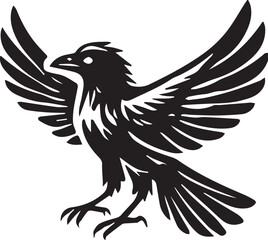 Crow vector in black and white