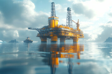 Obraz premium Arctic oil rig platform ocean energy