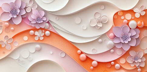 Paper Flowers and Swirling Hues: A Delicate Pastel Floral Design