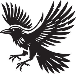 Crow vector in black and white