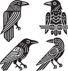 Crow vector in black and white
