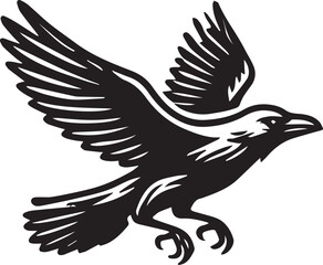 Crow vector in black and white