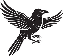 Obraz premium Crow vector in black and white