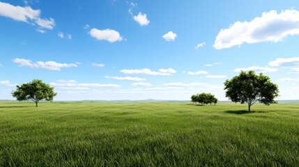Serene Green Field Under Blue Sky