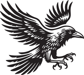 Crow vector in black and white