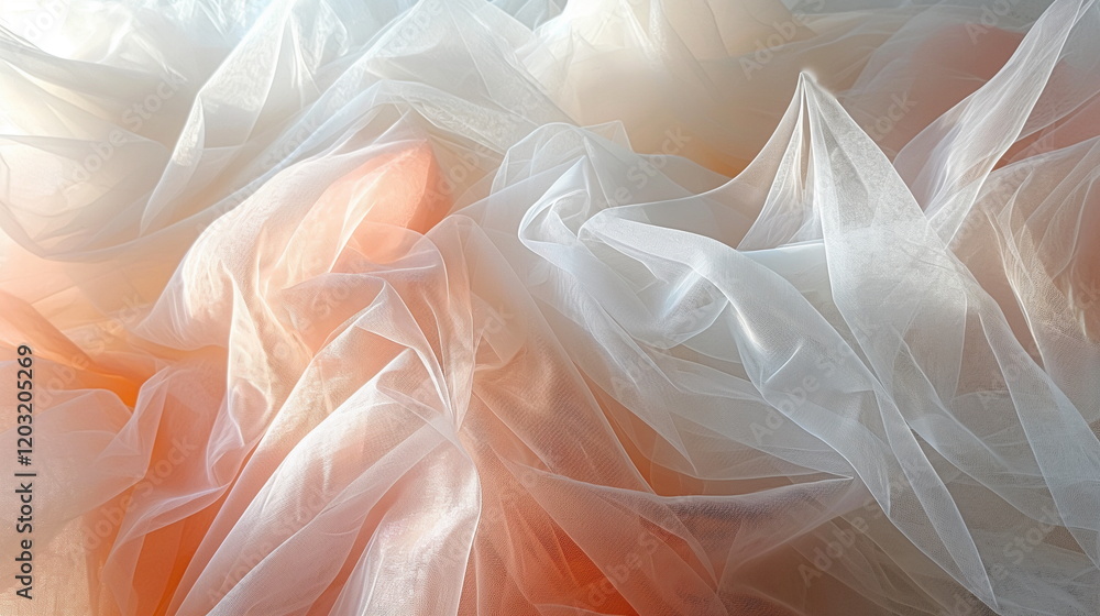 Poster translucent tulle with a gradient from soft pink t_011