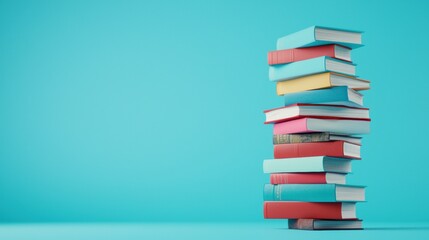 Stack of Books A towering stack of books of varying sizes and genres, representing a vast collection of knowledge and literary exploration.