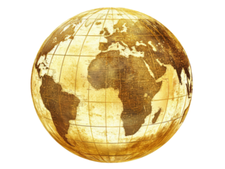 Isolated Golden Textured Globe