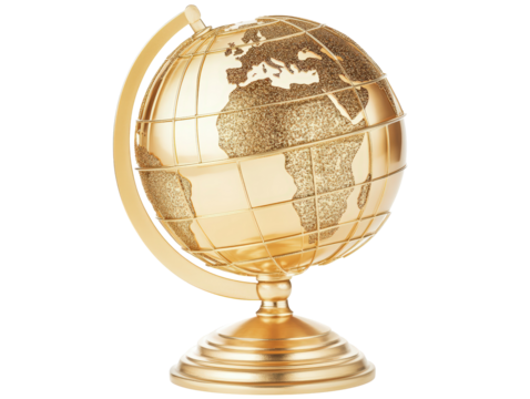 Isolated Golden Globe on Stand