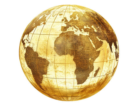 Isolated Golden Textured Globe