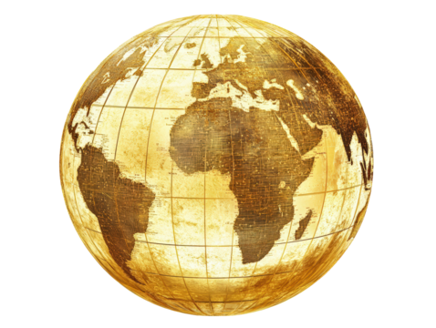 Isolated Golden Textured Globe