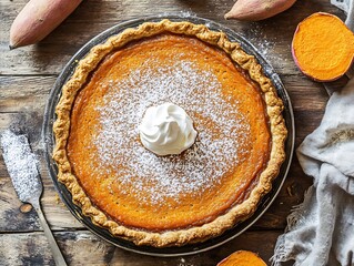 Delicious Sweet Potato Pie Warm Autumn Colors. AI Generated