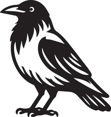 Crow vector in black and white