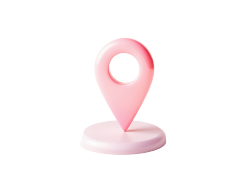 Isolated Pink Location Pin with Base