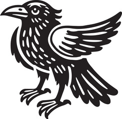 Crow vector in black and white