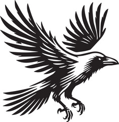Crow vector in black and white
