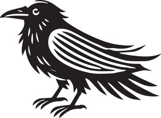 Crow vector in black and white