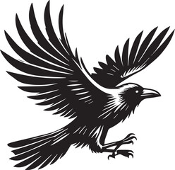 Crow vector in black and white