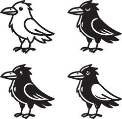Crow vector in black and white