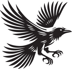 Crow vector in black and white