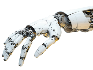 Isolated Detailed White Robotic Hand