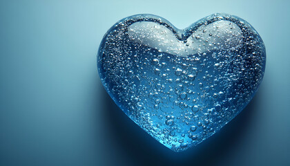 Fototapeta premium Water heart bubbles blue background, love
