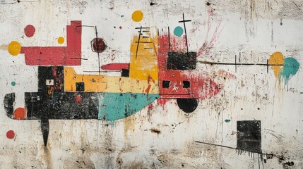 Abstract Geometry Graffiti Wall Painting