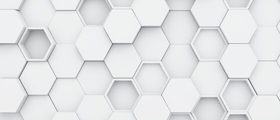 Fototapeta premium White Hexagon Background with Copy Space. Made with generative AI