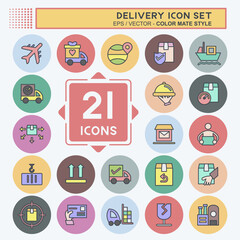 Icon Set Delivery. suitable for education symbol. color mate style. simple design editable