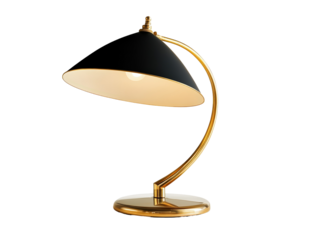 Isolated Stylish Gold and Black Desk Lamp on White Background