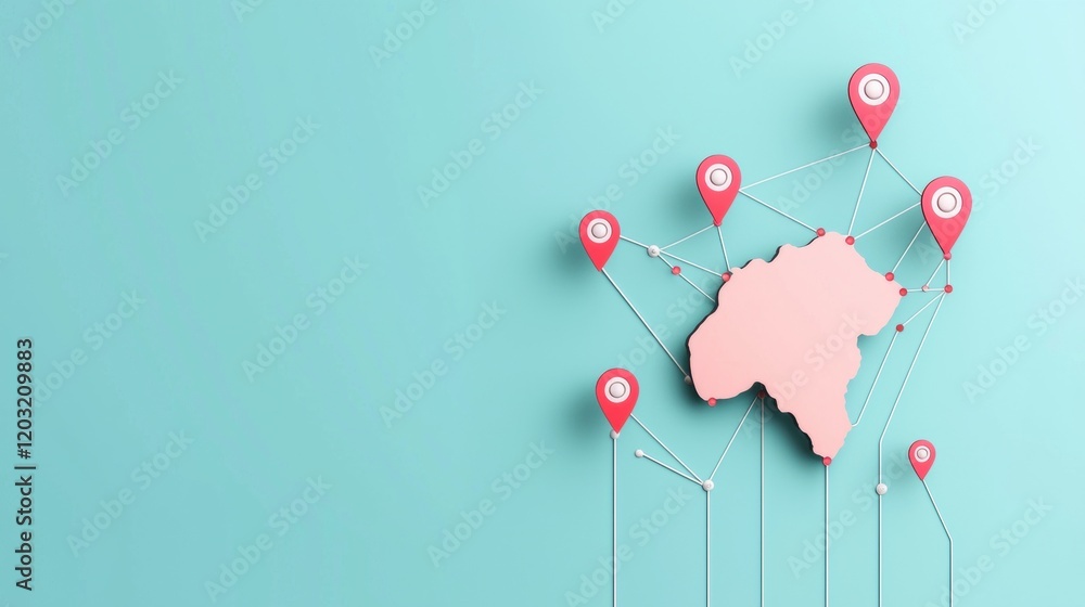 Poster digital map icons abstract representation of a digital map icon with data streams and network connec