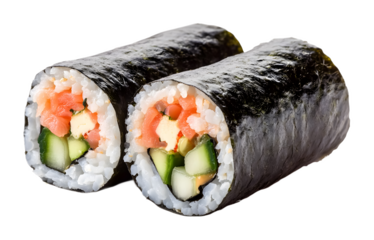 Filled sushi burrito isolated on a transparent background