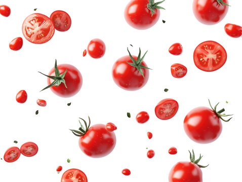 Isolated Flying Tomatoes Pattern