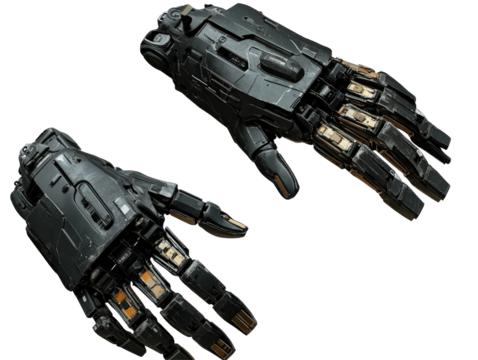 Isolated Two Futuristic Robotic Hands